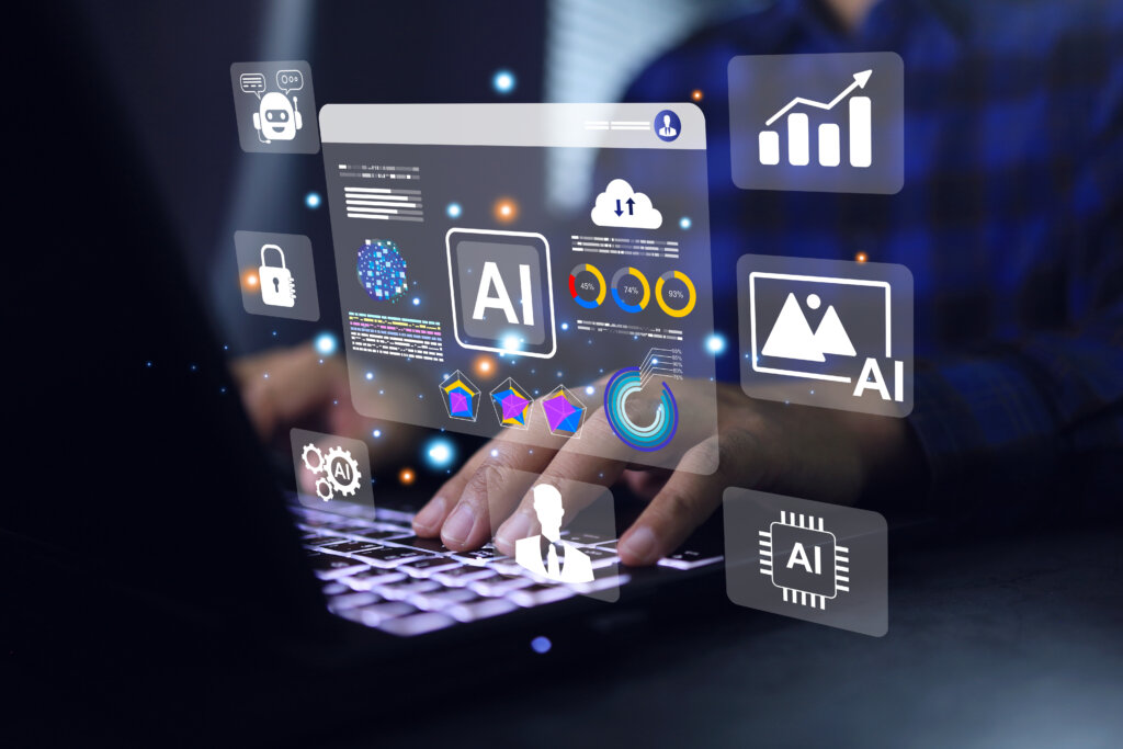 Hyperautomation E-Learning Kurs: Digitale Automatisierung und KI-Anwendungen auf einem Laptop visualisiert
